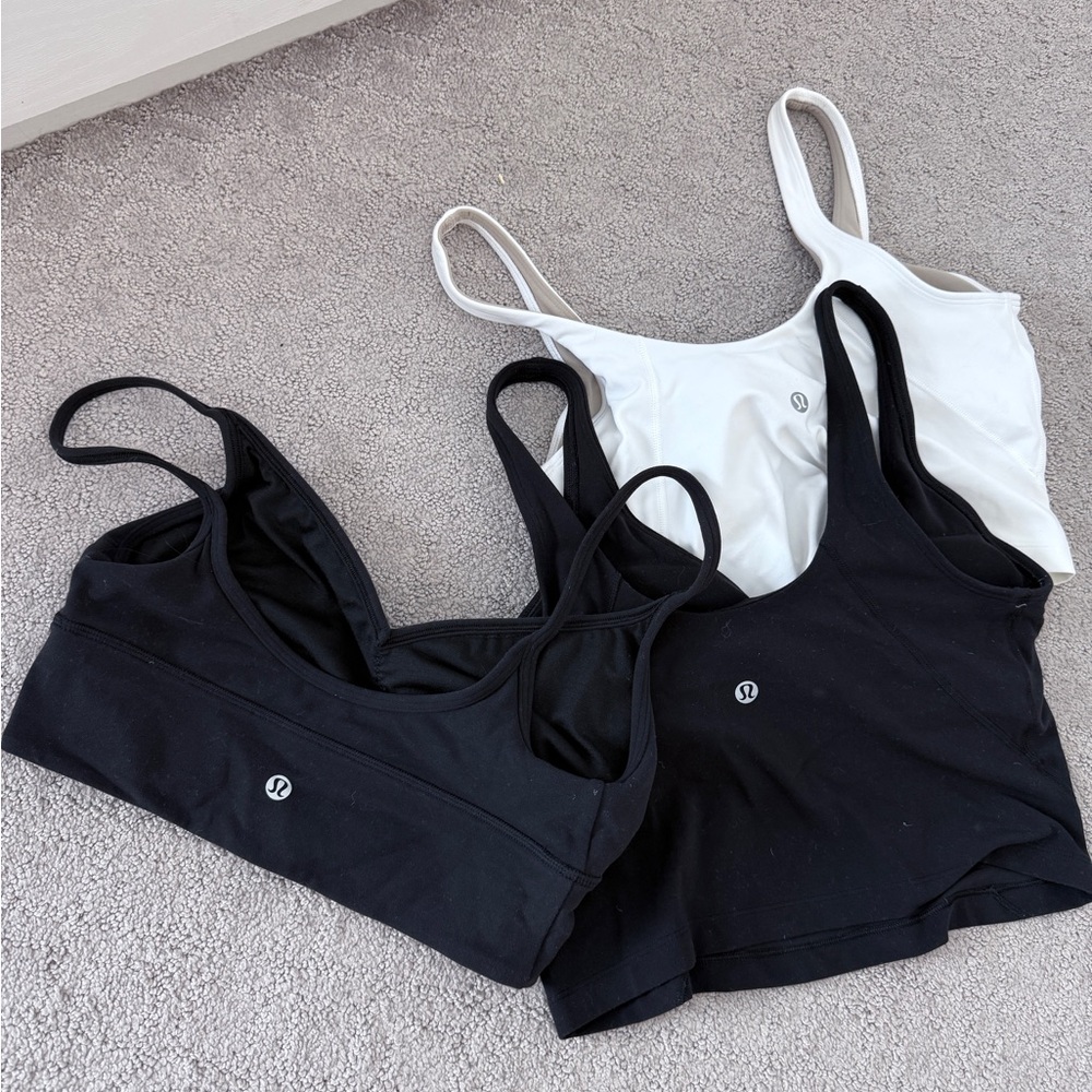 Alo Yoga and Lululemon bundle beige leggings & bra tops